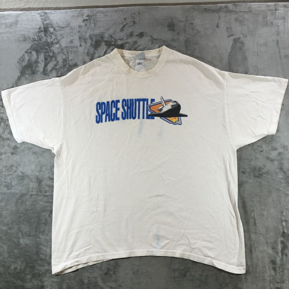 Vintage Boeing Shirt Mens XL White Space Shuttle Graphic Space Tee USA Made